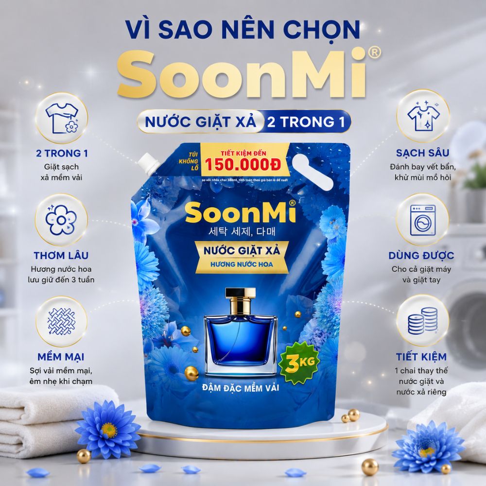1 Thùng 3 túi Nước Giặt Xả 2 Trong 1 Soonmi 3kg_thumbnail_10