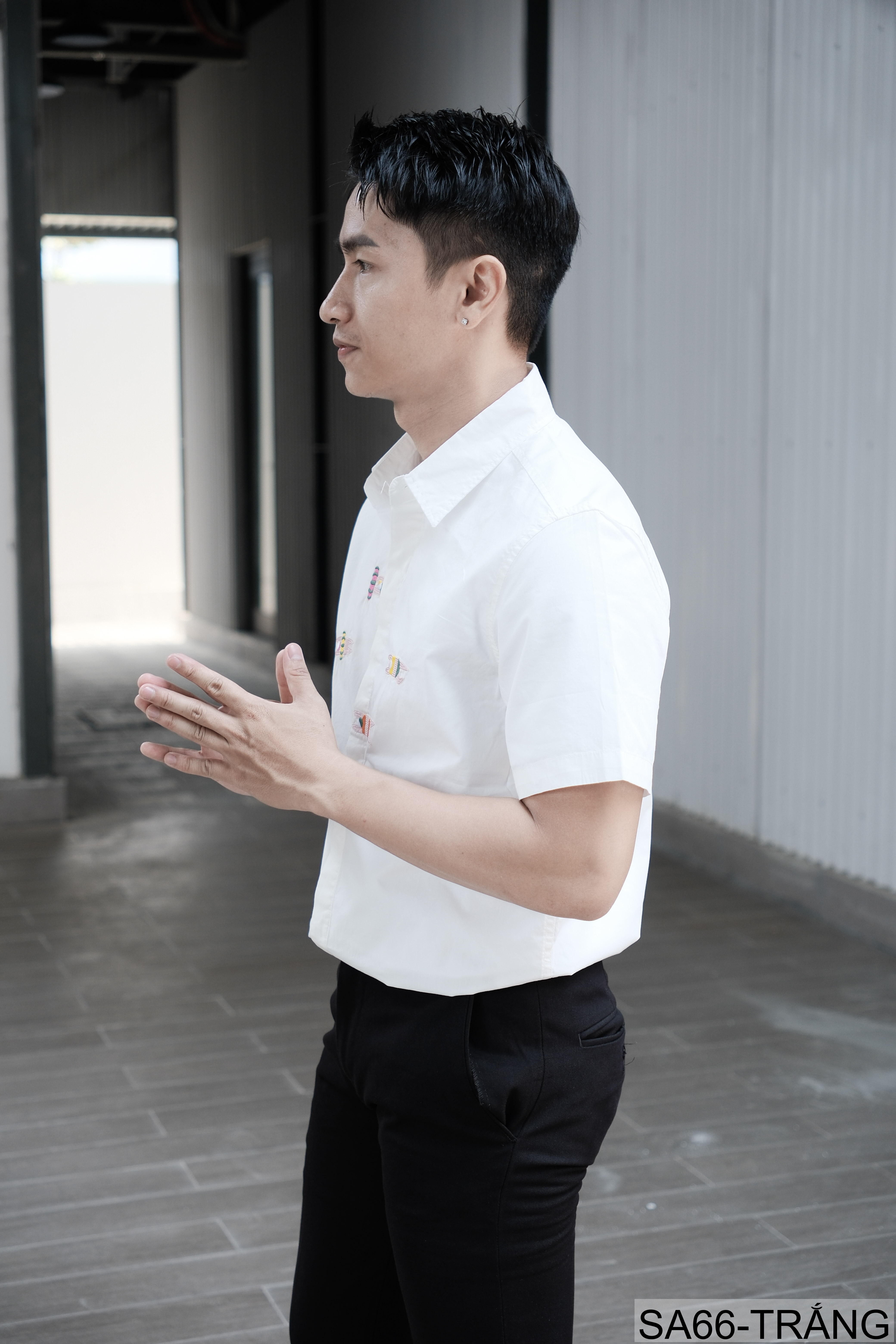 SA66 - Áo sơ mi nam ngắn tay thêu cá kiểu Nhật, cotton 100%, form rộng thoải mái, phong cách tươi mới_thumbnail_4