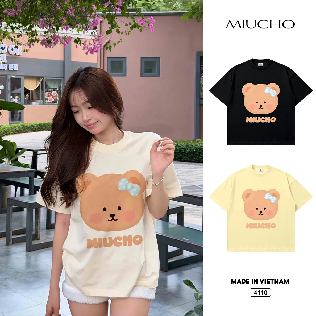 Áo thun boxy nữ Gấu Teddyy xinh yêu Miucho 4110