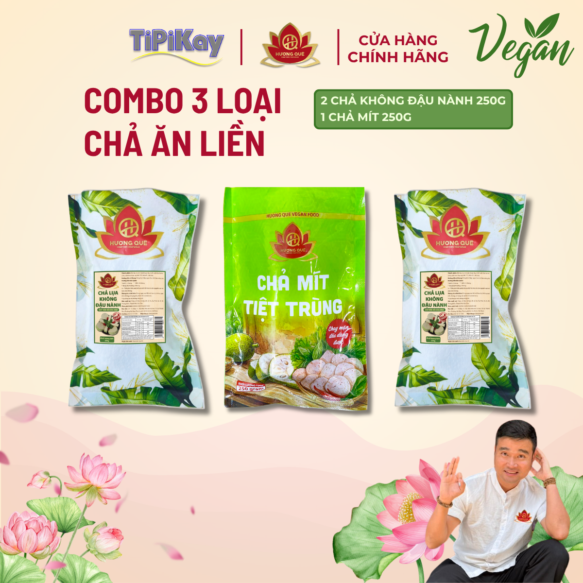[Combo 3 món] 2 Chả Không Đậu Nành 250g + 1 Chả Mít 250g CBTP-2CKDN1CM