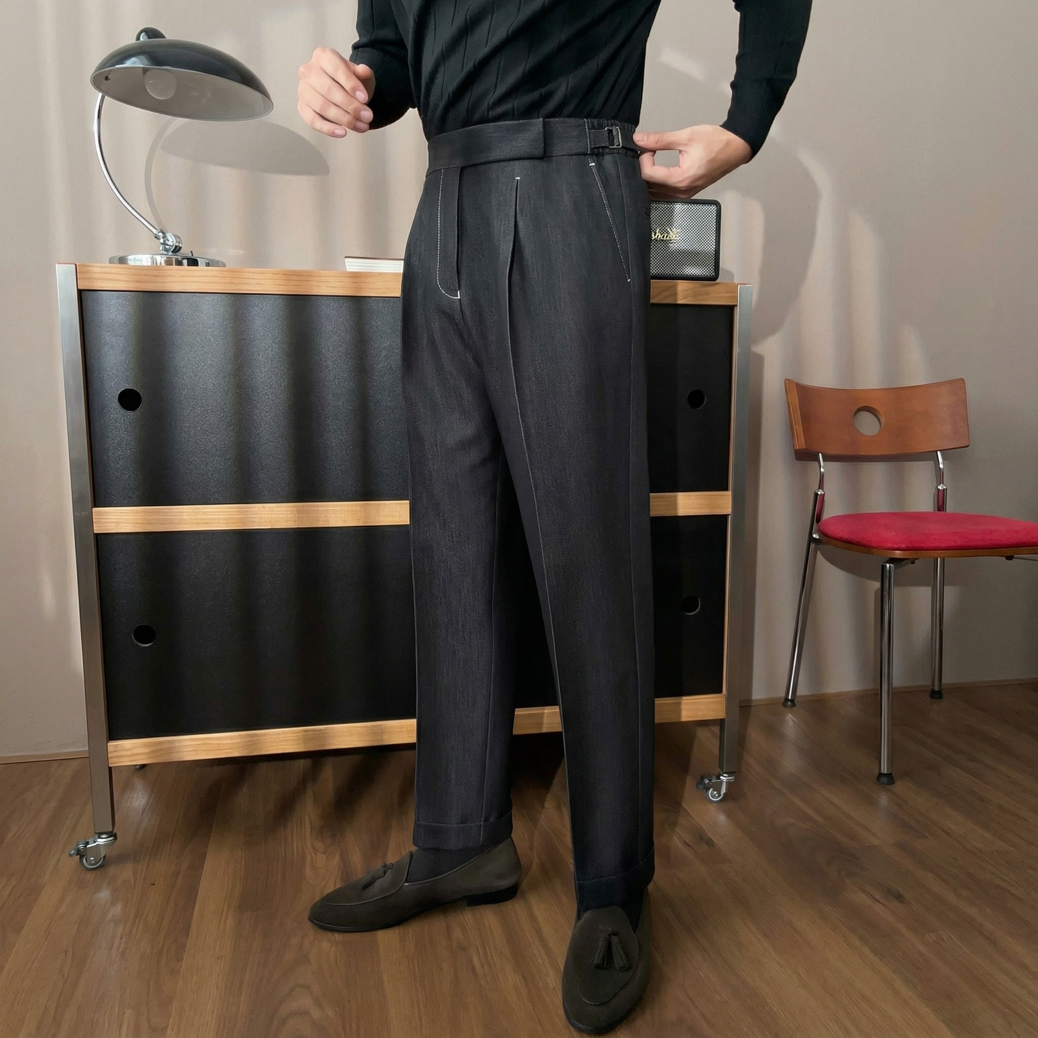 Quần Âu Sidetab Cạp Chun Denim_thumbnail_4