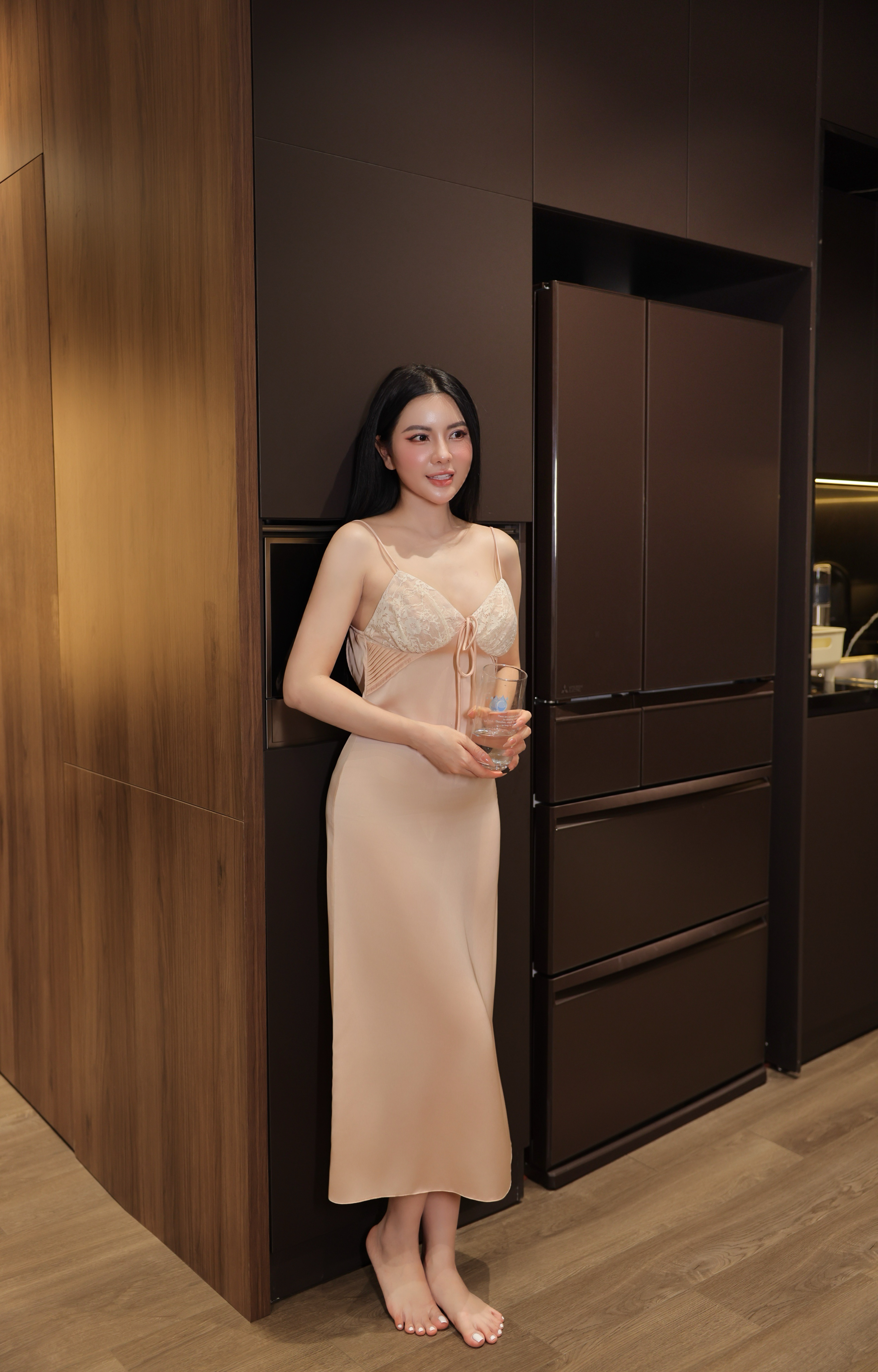 Váy Lụa Phối Ren V55