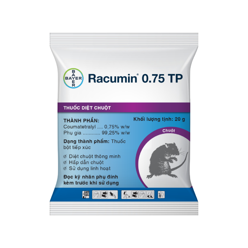 Chế phẩm diệt chuột RACUMIN TP 0.75 gói 20gram
