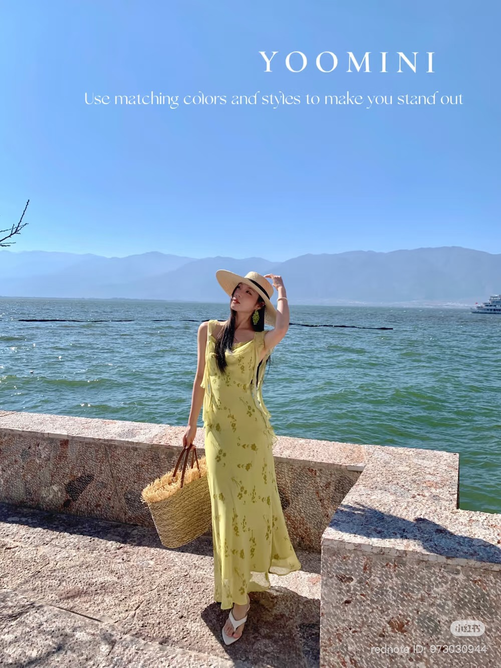 Lucas - Váy hoa cổ đỏ bèo tay dáng dài chân xòe nhẹ_thumbnail_3