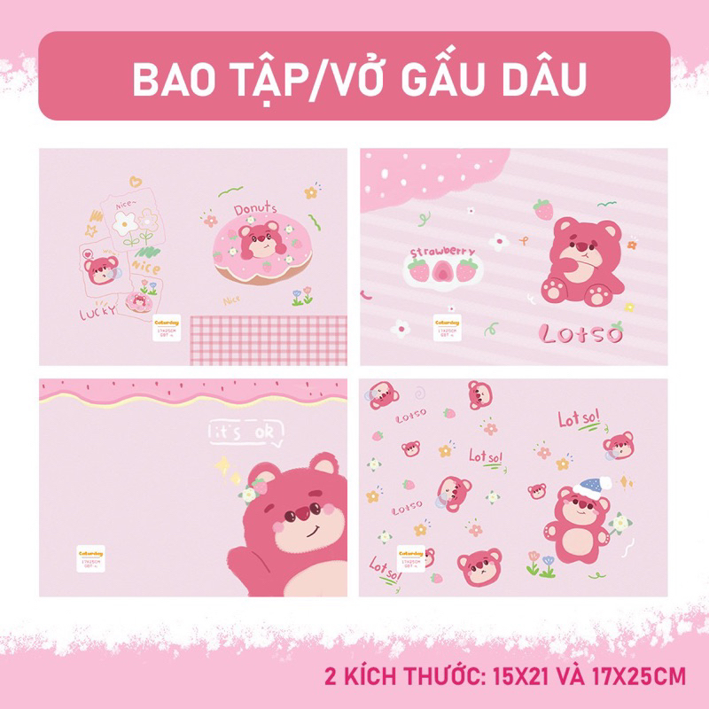 Giấy bao tập GẤU DÂU - LOTSO siêu đáng yêu - Giấy bóng dày chất lượng, hình in rõ nét, màu sắc tươi tắn_thumbnail_2