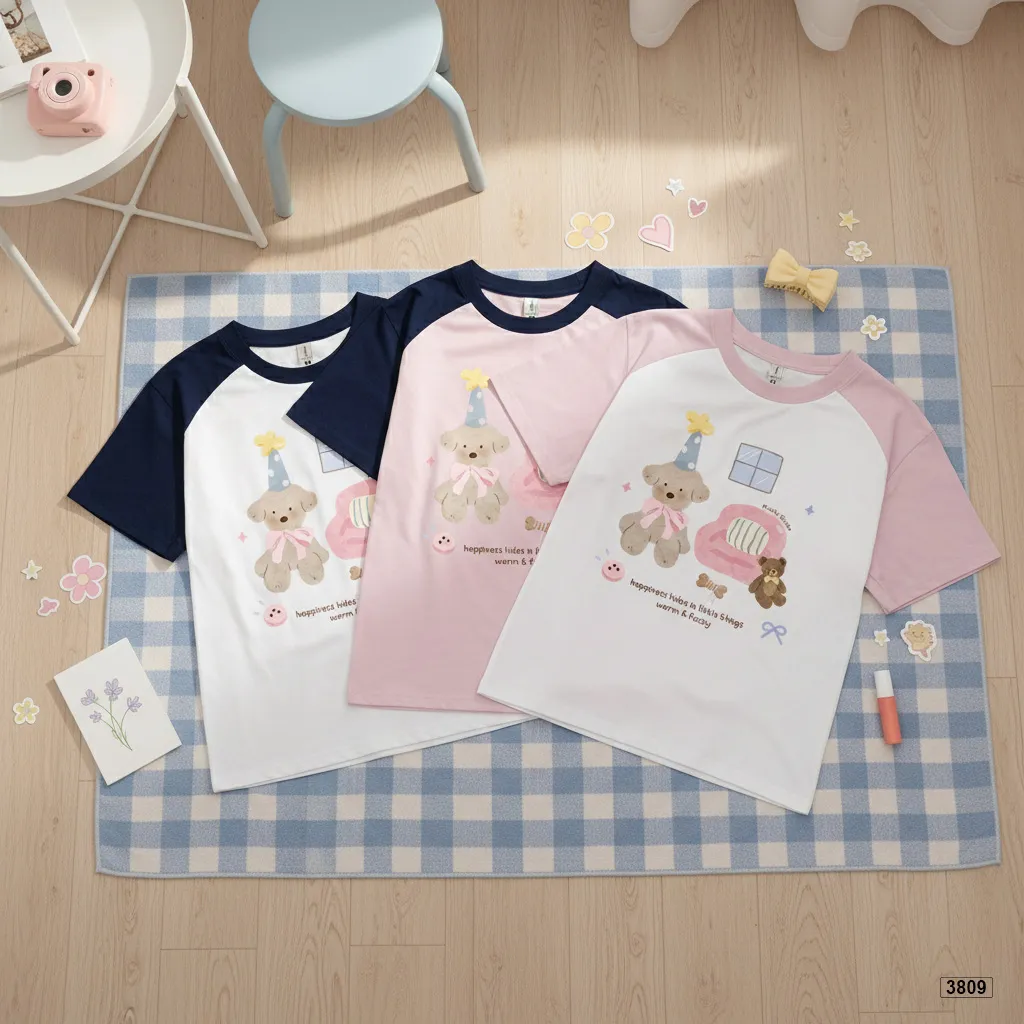 Áo thun babytee raglan gấu teddy dễ thương phong cách Hàn Quốc Miucho 3809_thumbnail_7