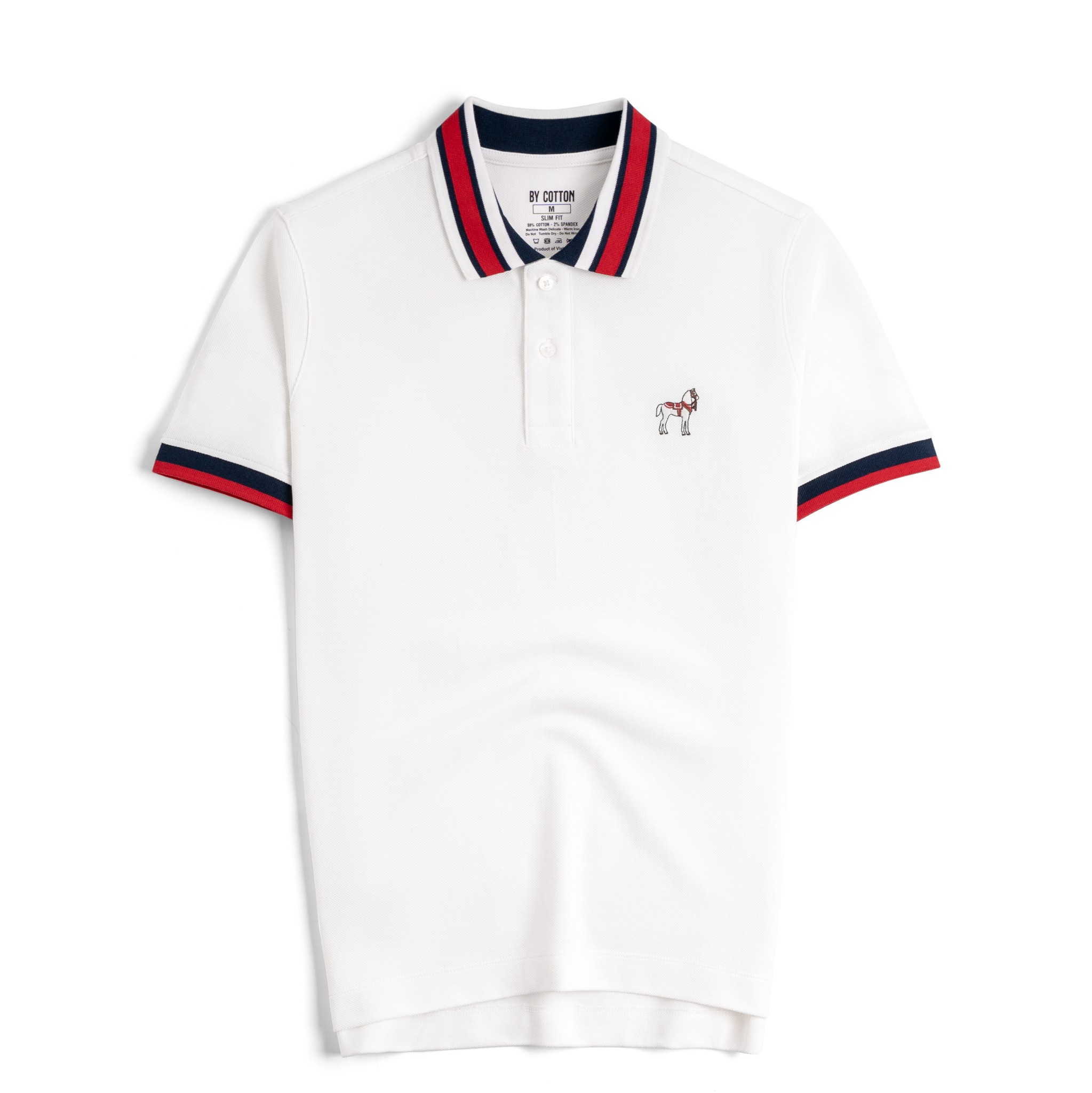 Áo Polo Pique 2.0 Phối Bo Sọc Navy/Đỏ