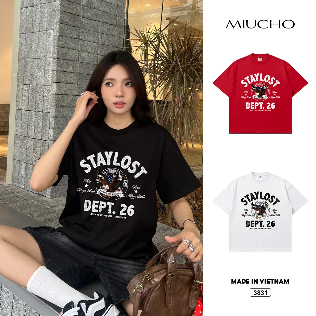 Áo thun boxy nam nữ cá tính hot trend dày dặn đứng form Miucho 3831