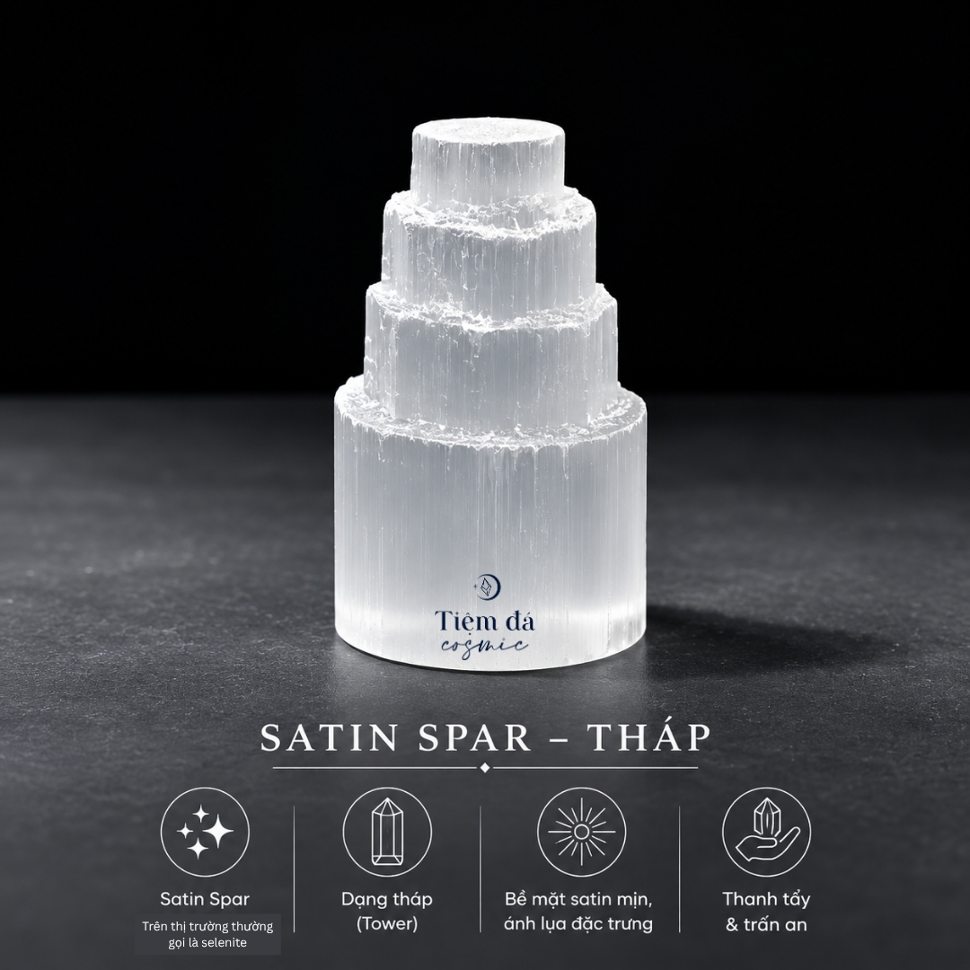 Đá Thanh Tẩy Satin Spar Dạng Tháp Size Nhỏ 6cm