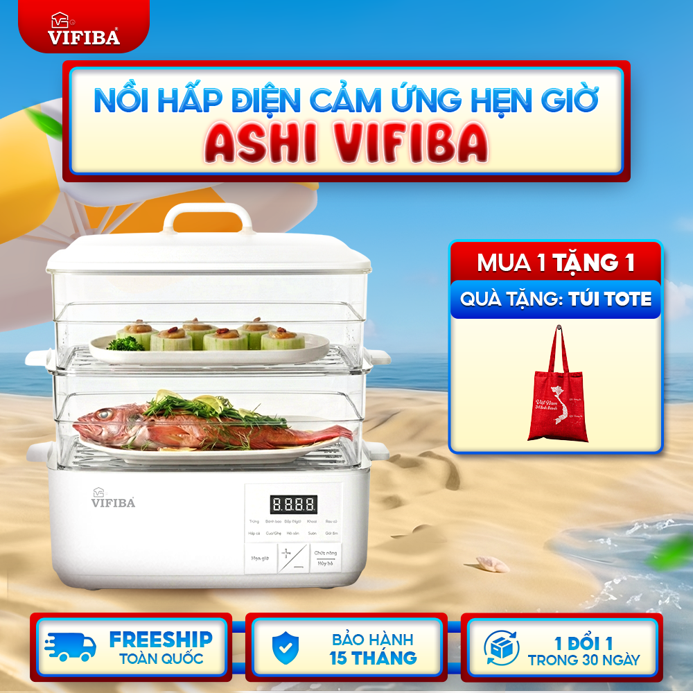 Nồi Hấp Điện Cảm Ứng Ashi Vifiba 2 Tầng Dung Tích Lớn