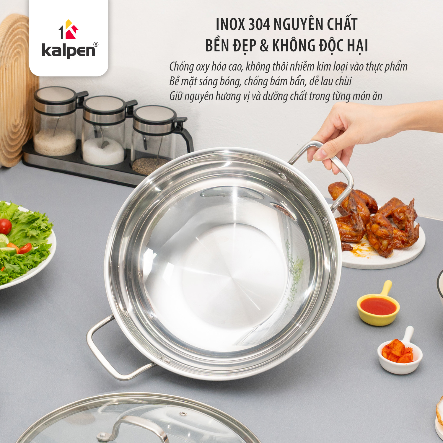 Chảo xào Inox 304 liền khối, có vung kính_thumbnail_6