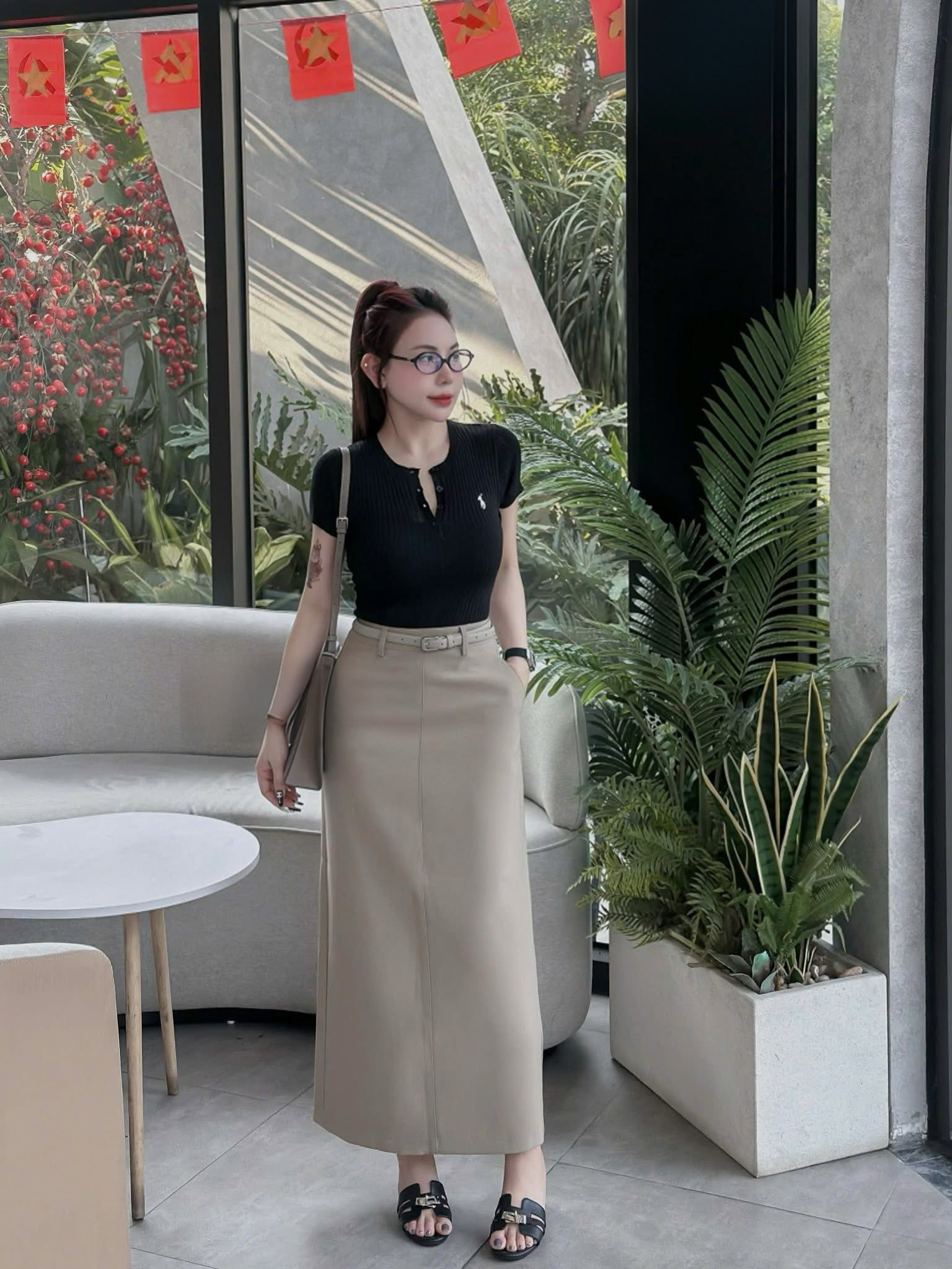 Chân Váy Nữ Dáng Suông 2 Túi Đường Chỉ Giữa PH.204 (C) (1451)