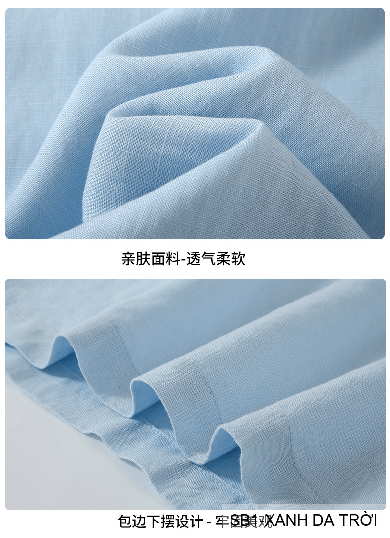 SB1 - Bộ đồ nam mùa hè chất liệu Tencel & linen mát lạnh, phong cách Mỹ cổ điển, áo thun tay ngắn + quần short_thumbnail_12
