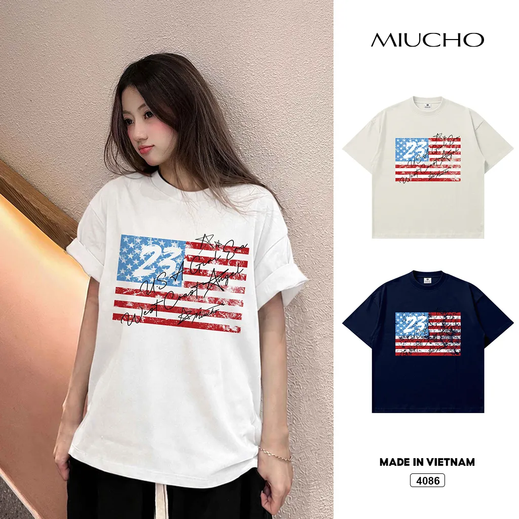 Áo thun boxy unisex cá tính Miucho 4086