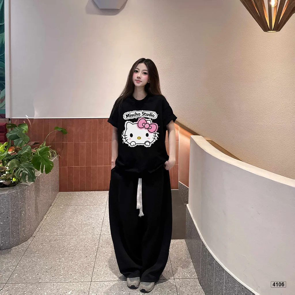 Áo thun boxy nữ Xin chào mèo con Miucho 4106_thumbnail_5