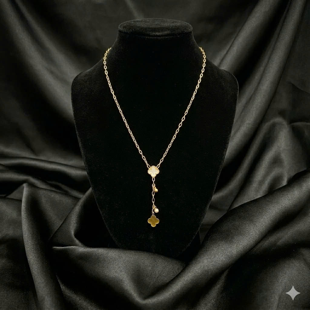 vòng cổ xích vàng vancle trắng charm trơn kim cương rơi_thumbnail_2