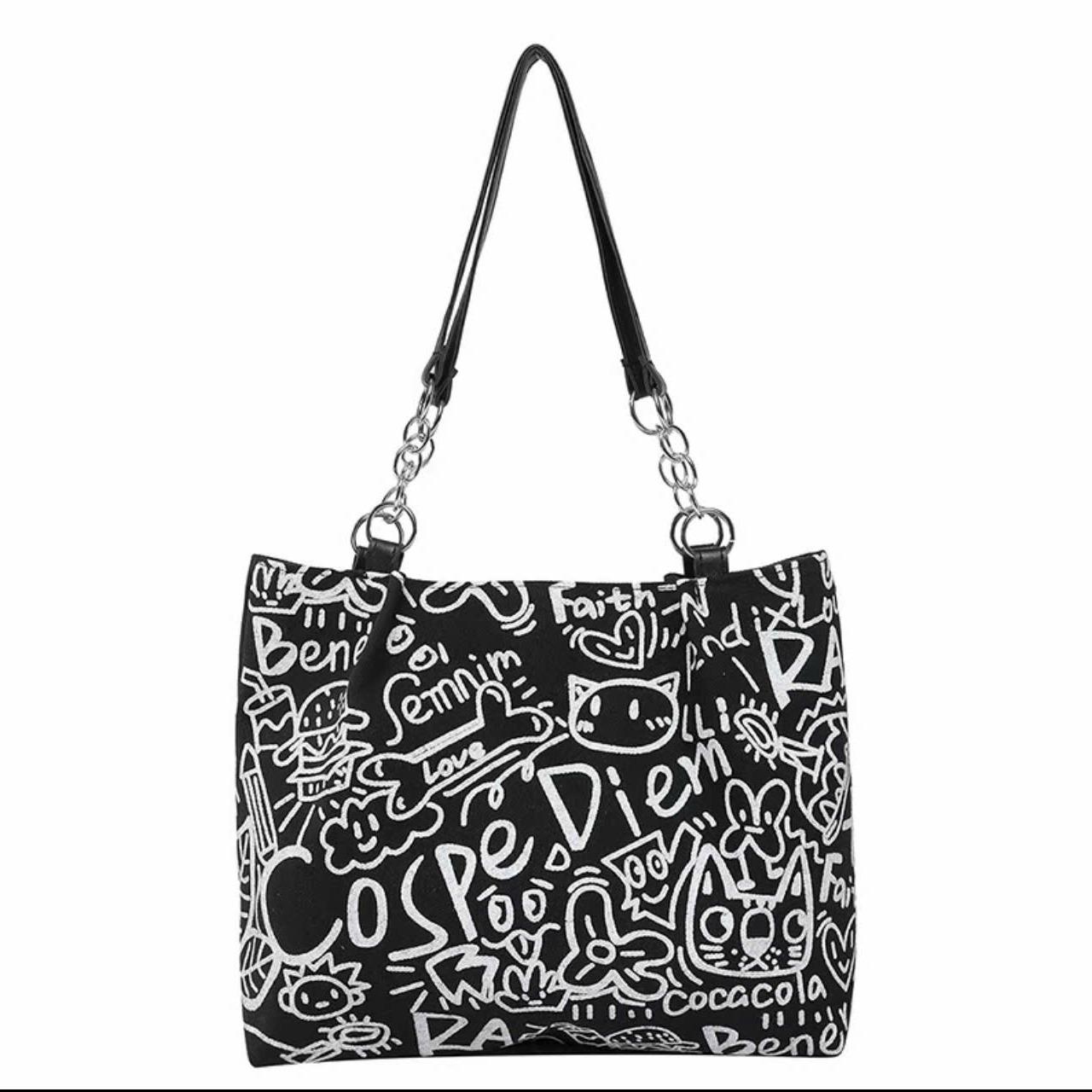 Túi Tote Nữ Cunbag Họa Tiết Graffiti Kèm Gấu Bông Cute Túi Đeo Vai Phong Cách Hàn Quốc Ulzzang Thời Trang Đi Học Đi Chơi Siêu Xinh CUN004_thumbnail_3