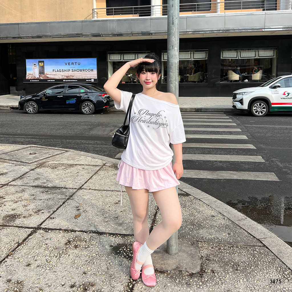 Áo thun nữ lệch vai form rộng street style Miucho 3875_thumbnail_6