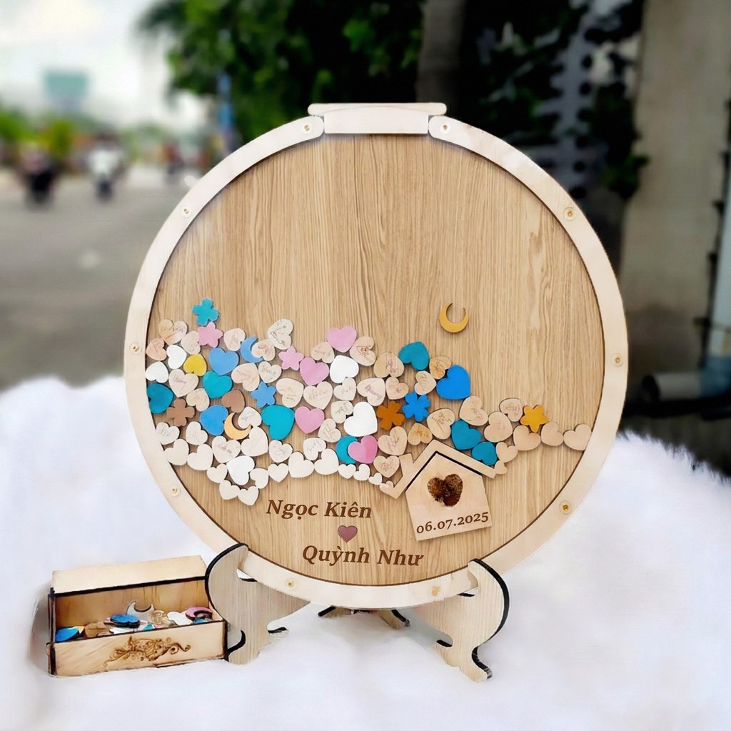 Tranh Thả Gỗ Đám Cưới, Sự Kiện, Công Ty, Sinh Nhật (Đủ phụ kiện) - Size tính theo chiều ngang_thumbnail_13