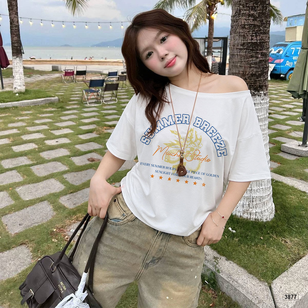 Áo thun nữ lệch vai form rộng Summer Breeze Miucho 3877_thumbnail_6