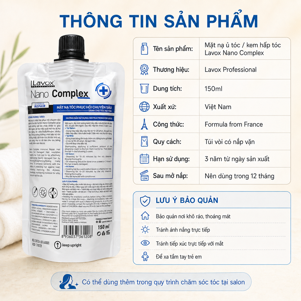[Chính Hãng] Kem Ủ Tóc Phục Hồi Lavox Nano Complex 150ml - Cứu Tinh Tóc Khô Xơ, Hư Tổn Chuẩn Salon_thumbnail_7