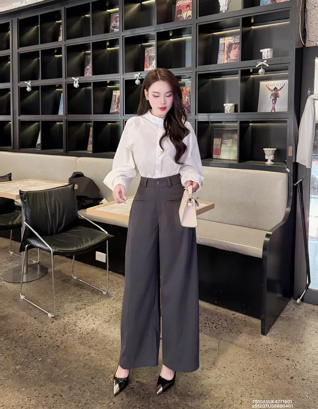 Quần Tây Nữ Suông 2 túi ngang QY260925C (C) (1451)