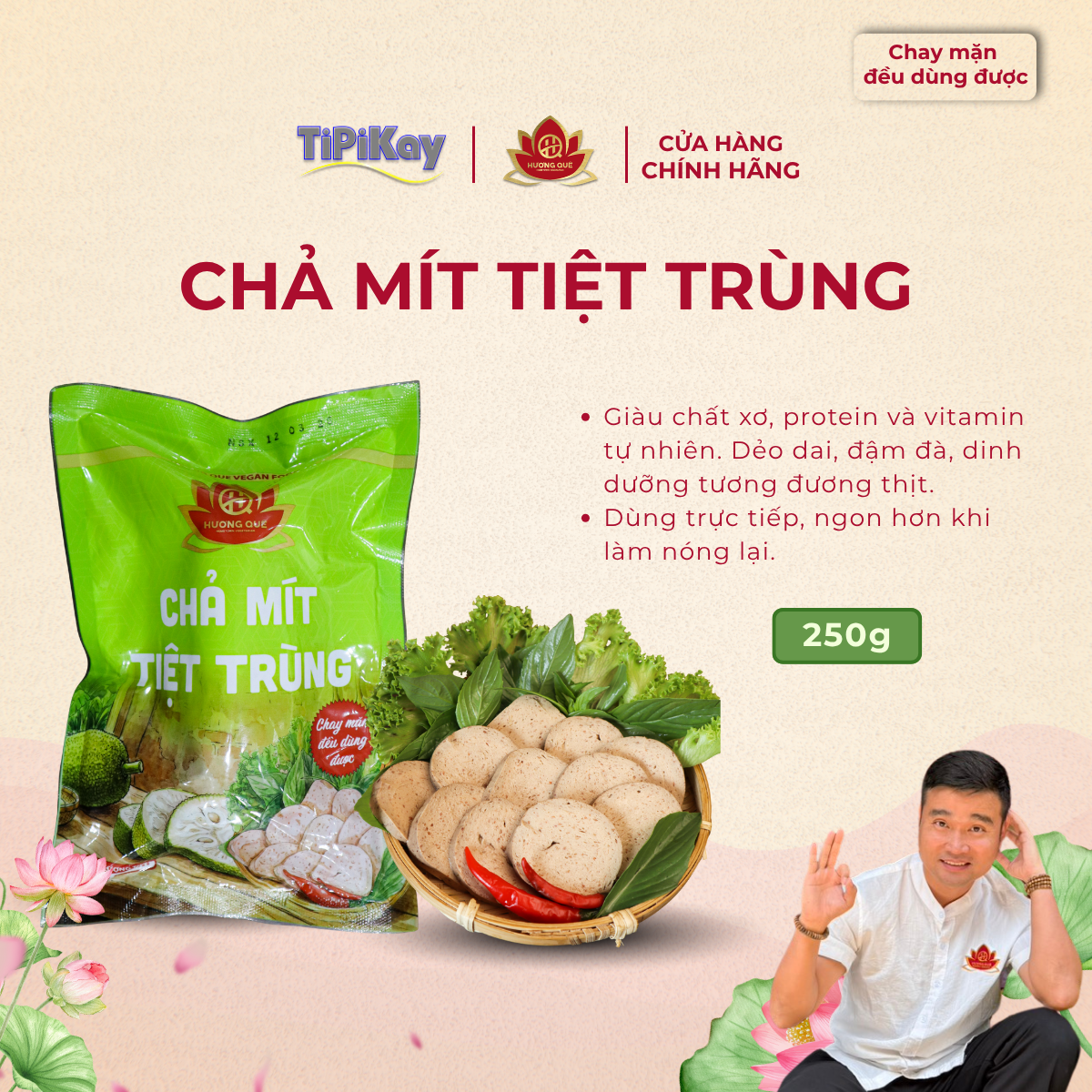 [Combo 5 món] 2 Chả Mít 250g + 1 Chả Ớt Xiêm Xanh 250g + 1 Chả Có Đậu Nành 250g + 1 Chả 9 Loại Hạt 250g