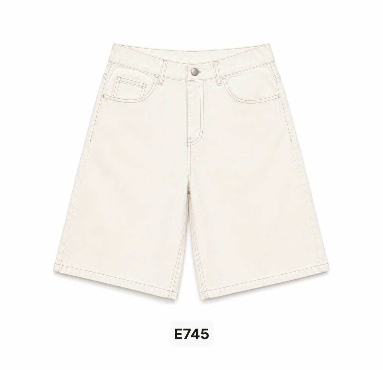 E745 SHORT JEAN KEM PHỐI CHỈ NÂU XUẤT HÀN