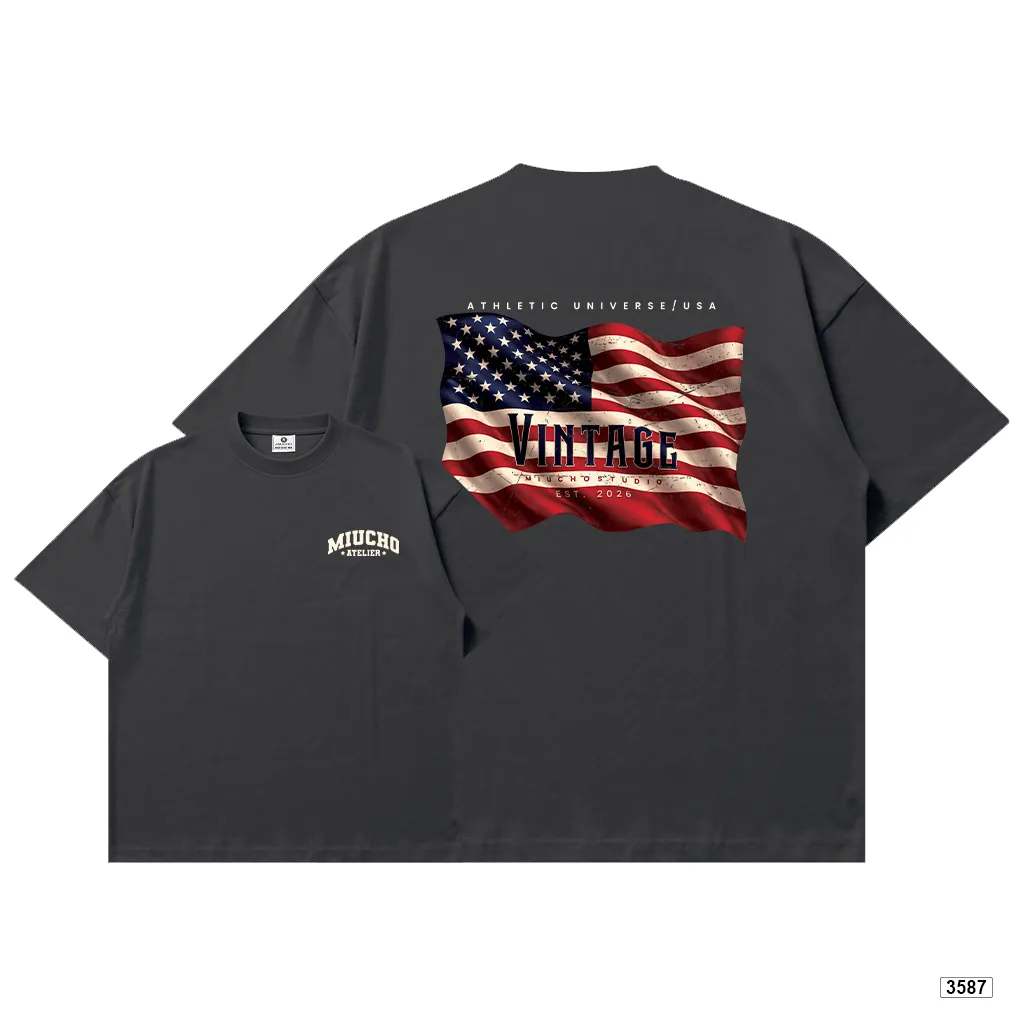 Áo thun boxy unisex phong cách vintage dày dặn đứng form Miucho 3587_thumbnail_13