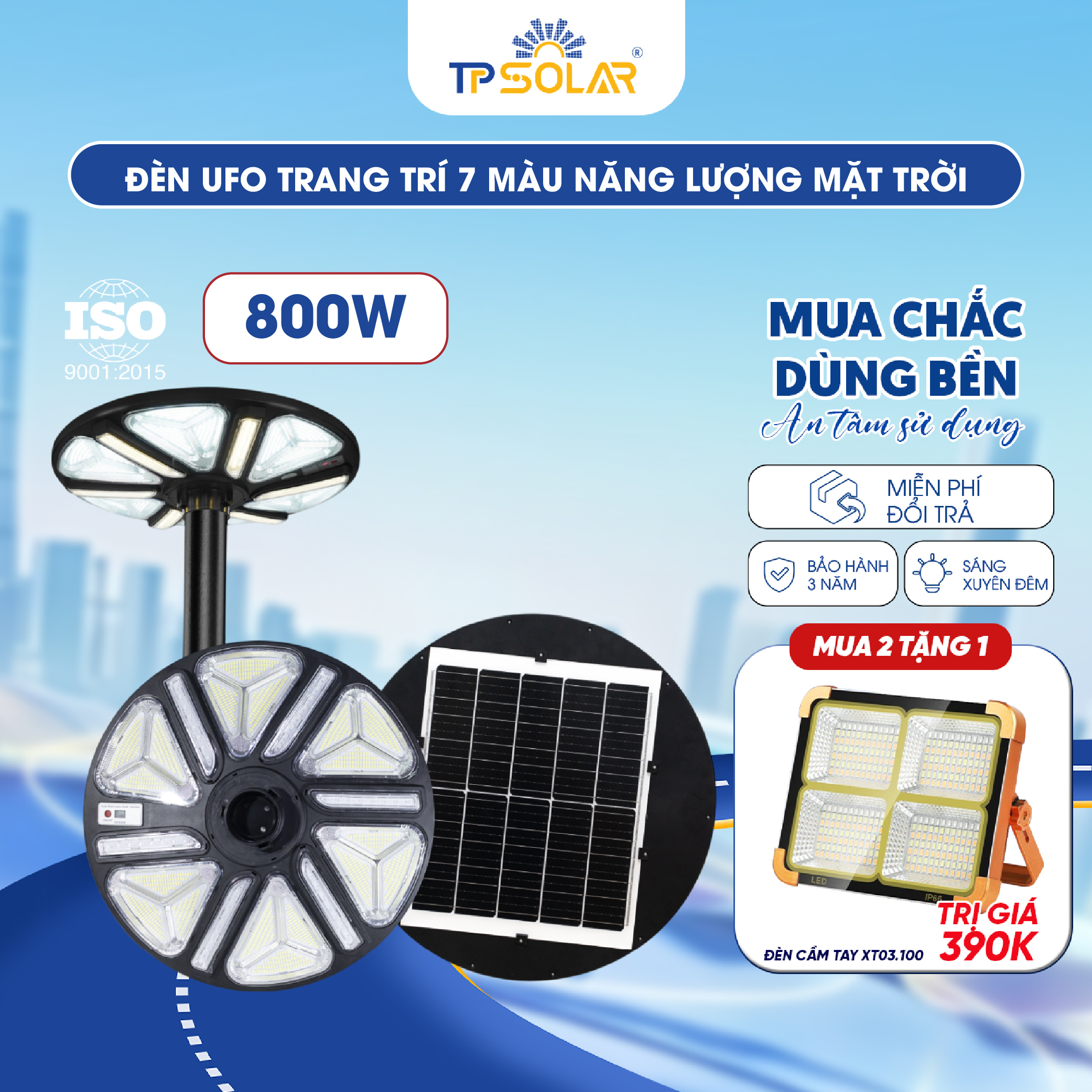 Đèn UFO trang trí 7 màu năng lượng mặt trời TP.UF12