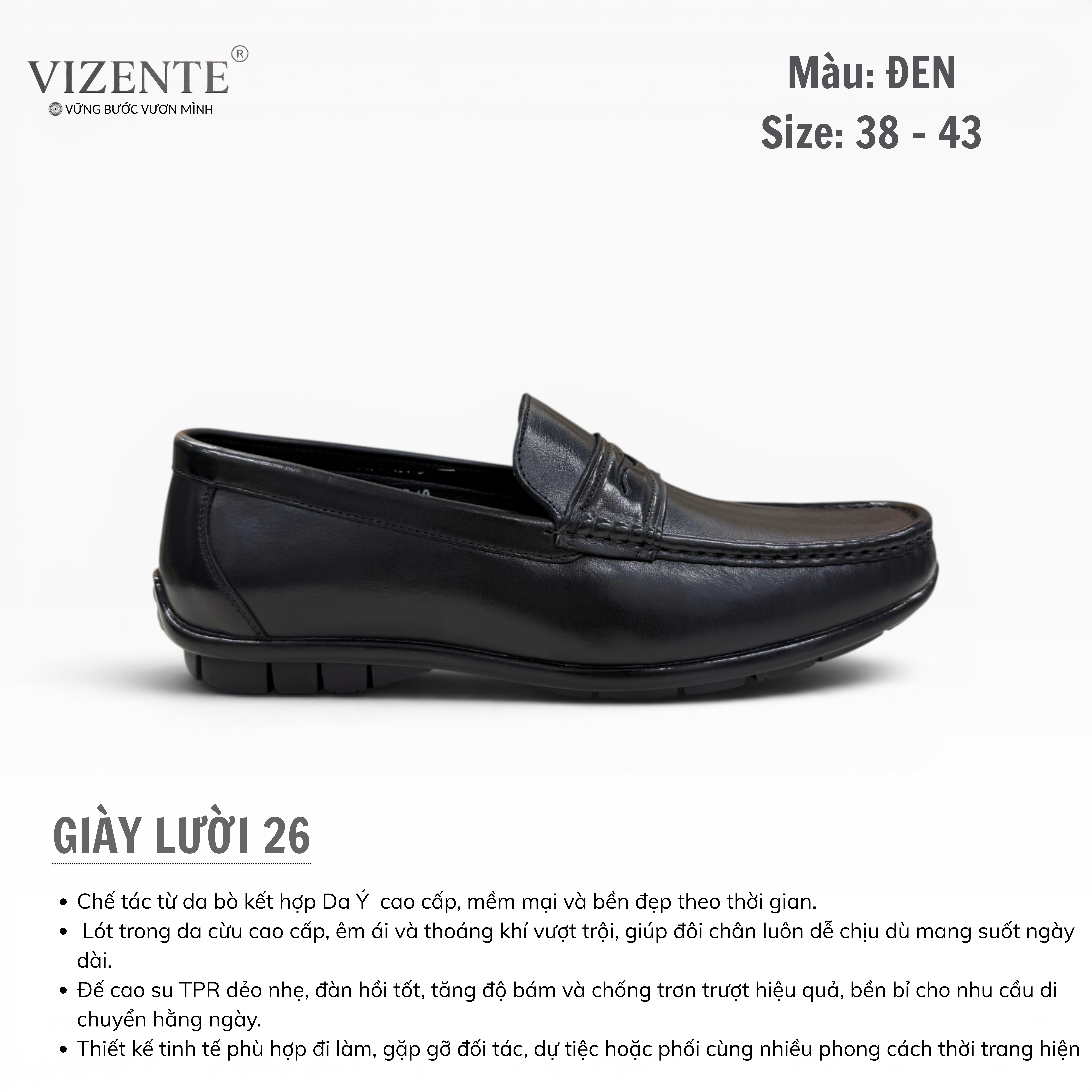 Giày Lười Nam Vizente 26