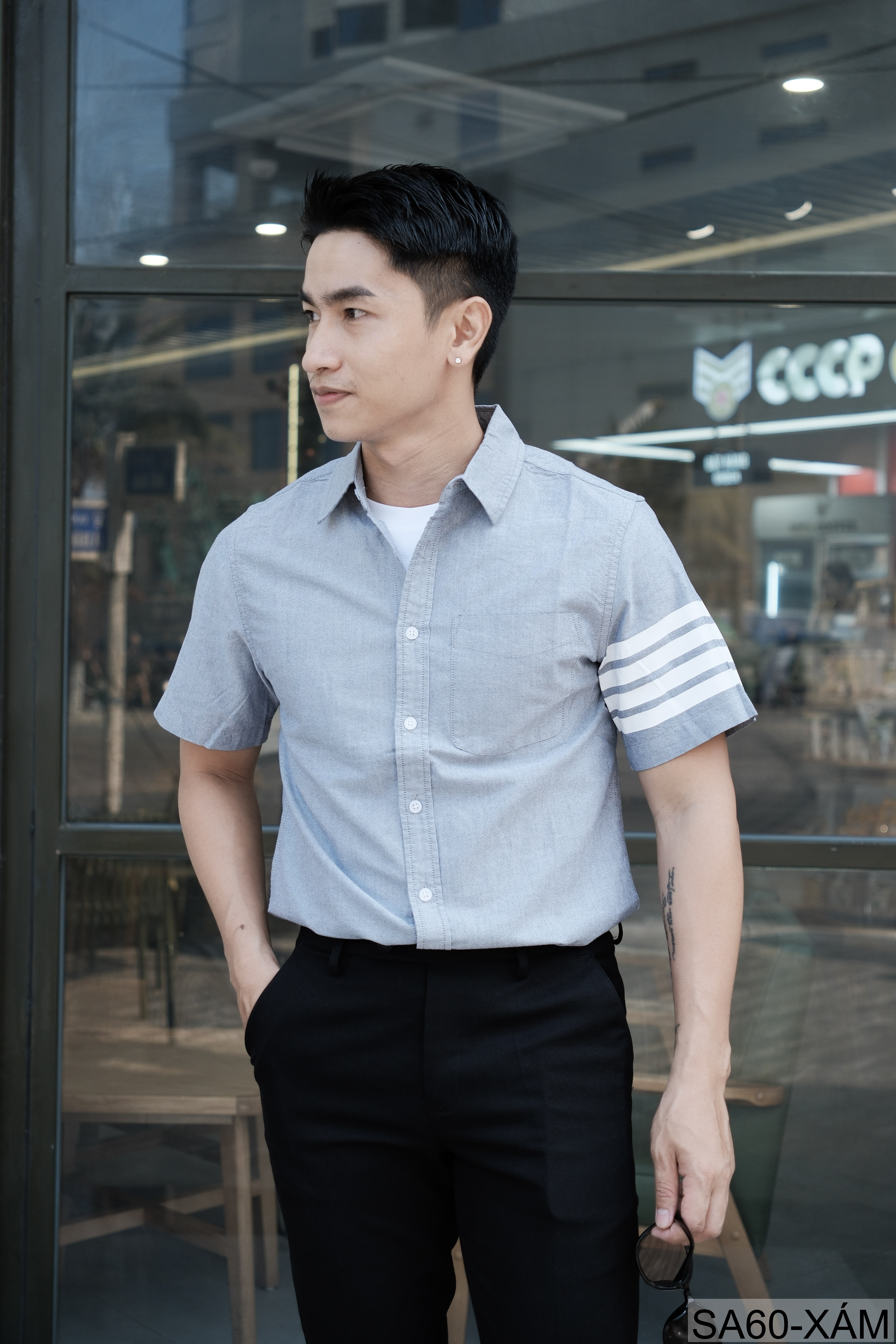 SA60 - Áo Sơ Mi Nam Tay Ngắn Phong Cách Nhật Bản Chất Cotton Thoáng Mát Đa Dụng_thumbnail_23