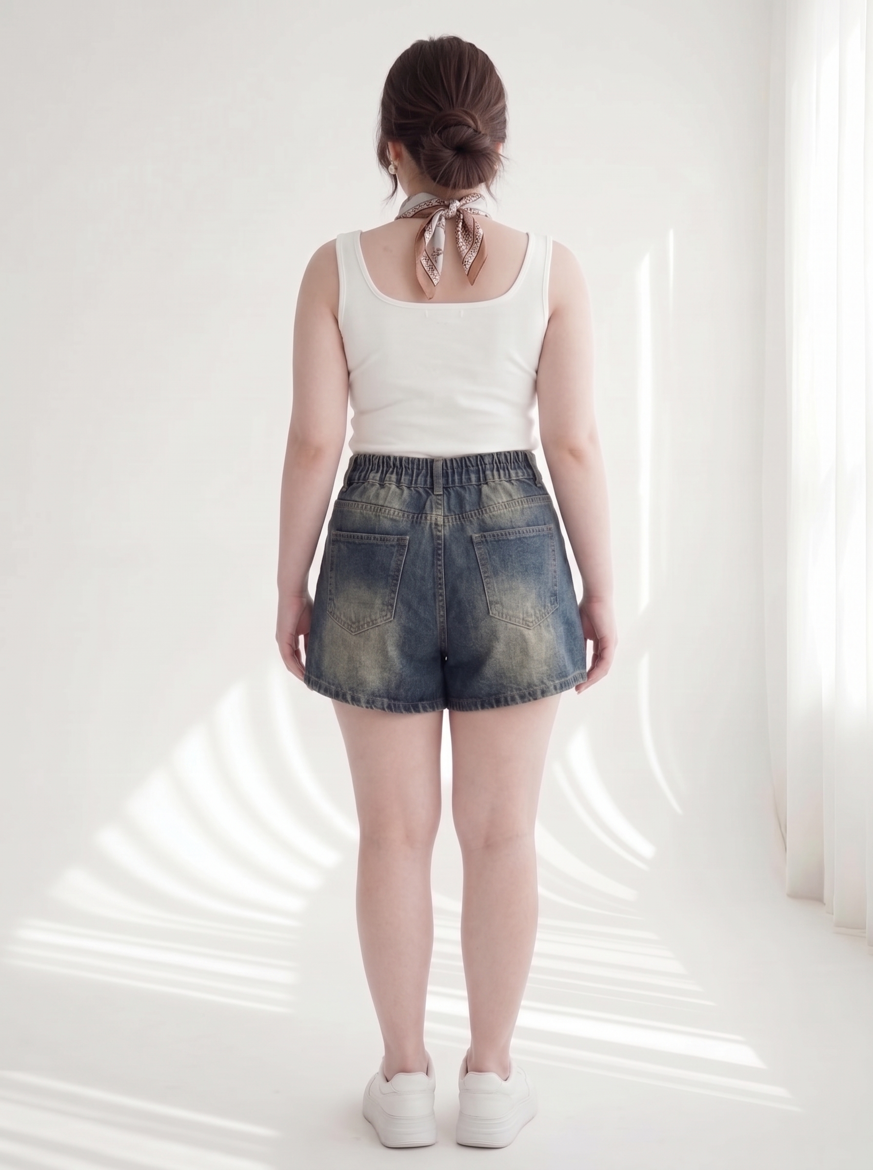 Quần Short Jean Lưng Thun Thêu Chữ Thập Bigsize Gọn Đùi - Xanh Đậm/Xanh Bụi - Vừa 55-90kg - T-QSJ1318_thumbnail_1