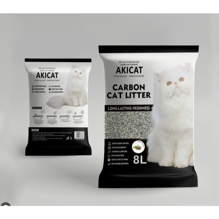 Akicat Cát Vệ Sinh Cho Mèo Than Hoạt Tính 8L/16L — Khử Mùi Mạnh, Bón Cục Nhanh, Ít Bụi_thumbnail_2