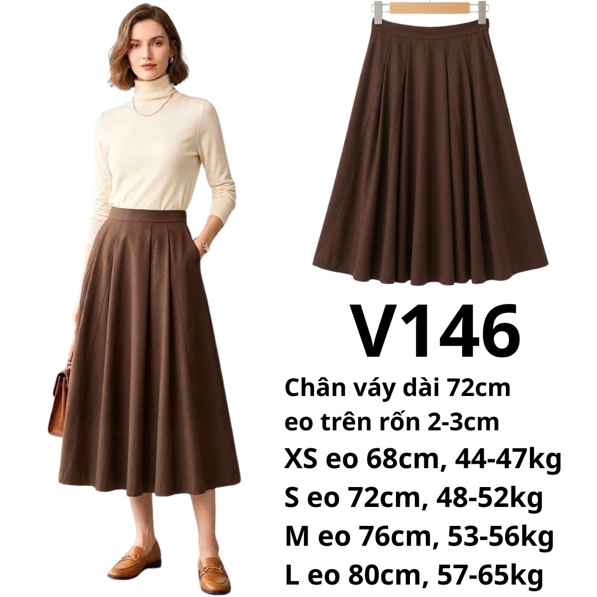 V146- CHÂN VÁY A KAKI