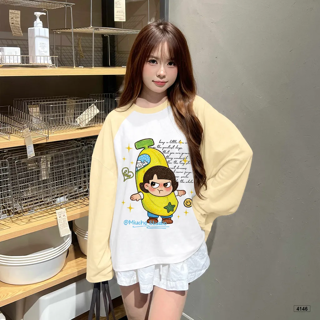 Áo thun tay dài form boxy phối tay Cartoon Miucho 4146_thumbnail_4