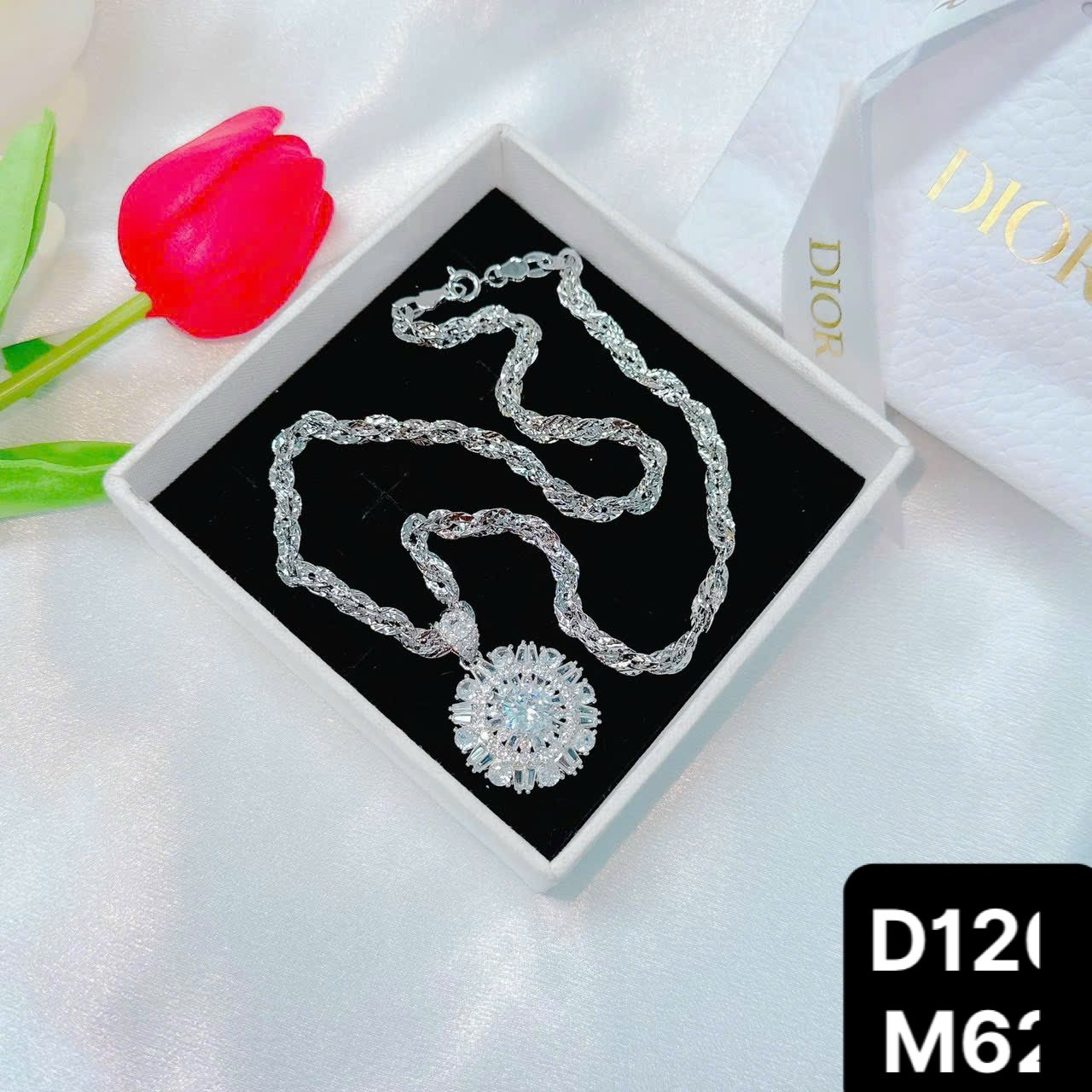 Dây Xoắn Tròn Mặt Pha Lê Tuyết Trắng M62