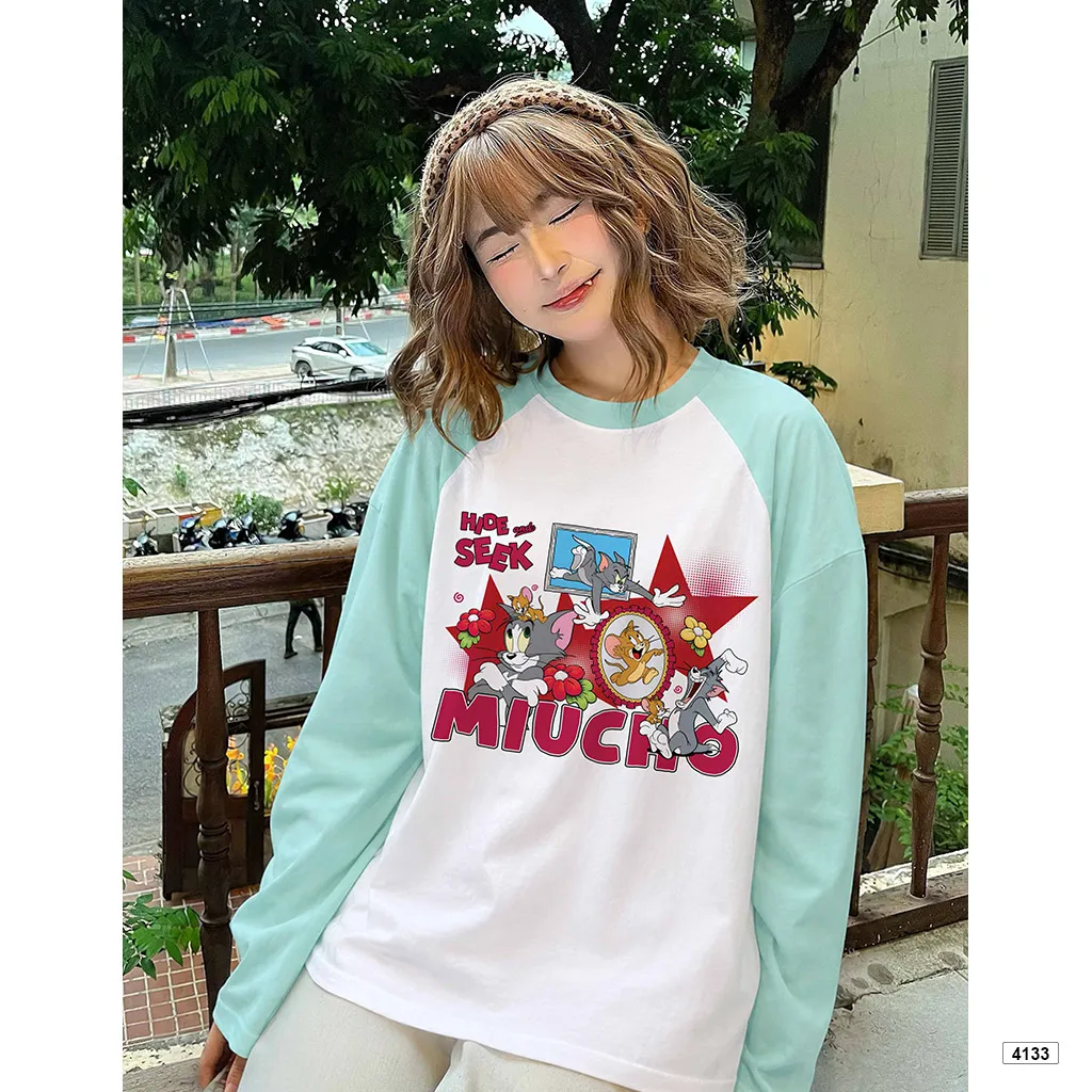 Áo thun raglan tay dài form boxy hoạt hình Miucho 4133_thumbnail_2