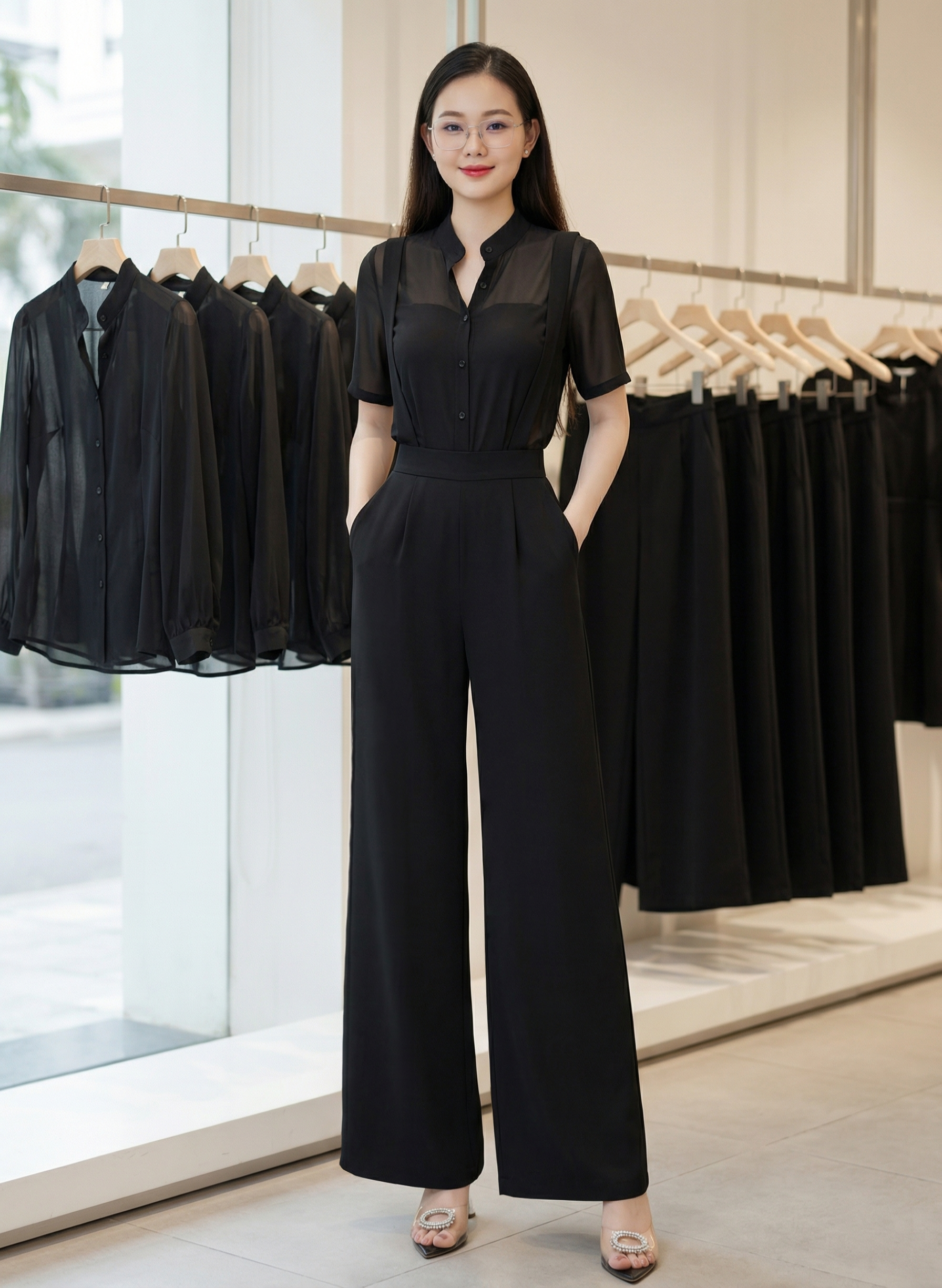 Set đồ bộ áo cổ trụ quần yếm_thumbnail_3