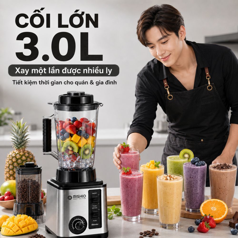Máy Xay Sinh Tố Công Nghiệp Đa Năng Mishio MK446 (3.0L) - Công Suất 800W_thumbnail_3