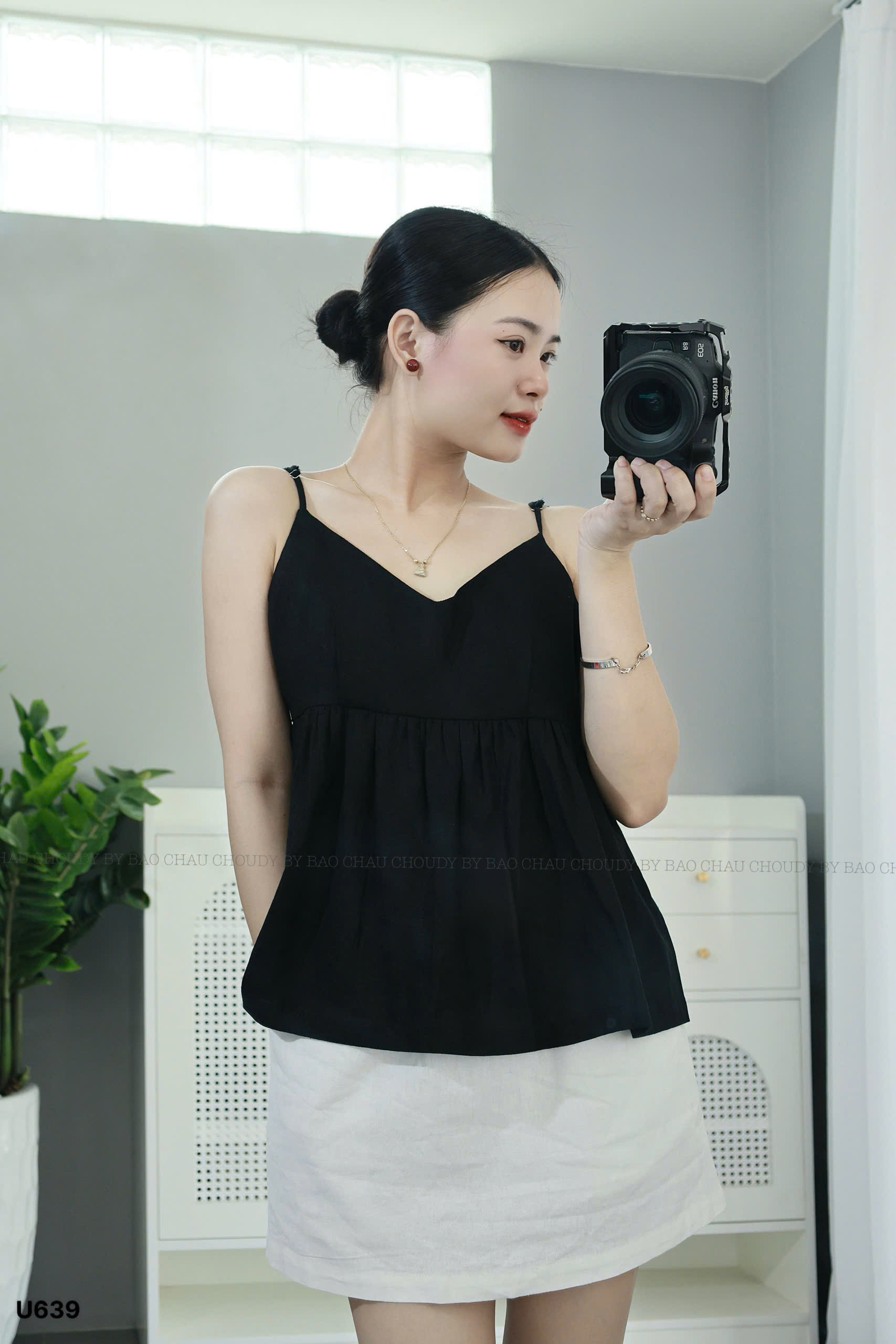 U639 ÁO KIỂU DÂY LINEN 2 MÀU