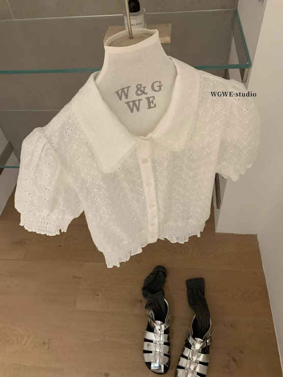 Lucas - Áo sơ mi thô cổ đức cộc tay, chun cổ tay và gấu áo WGWE