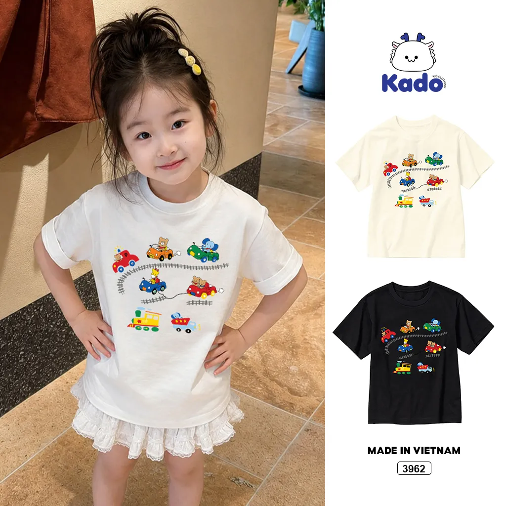 Áo thun trẻ em bé trai bé gái hoạt hình Xe lửa Kado 3962