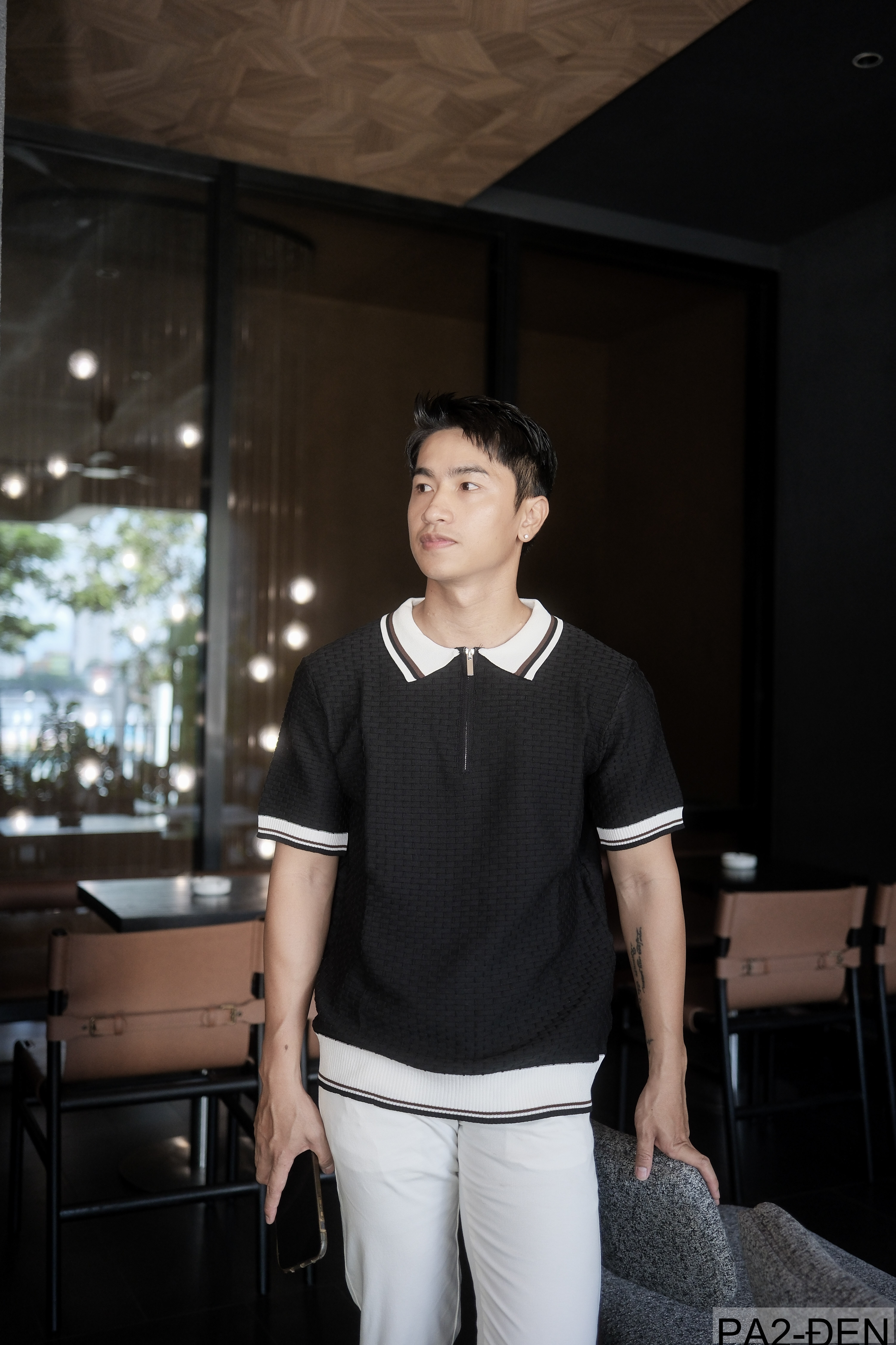 PA2 - Áo len nam tay ngắn cổ polo kiểu dệt waffle, thoáng khí, phong cách Hàn Quốc_thumbnail_2