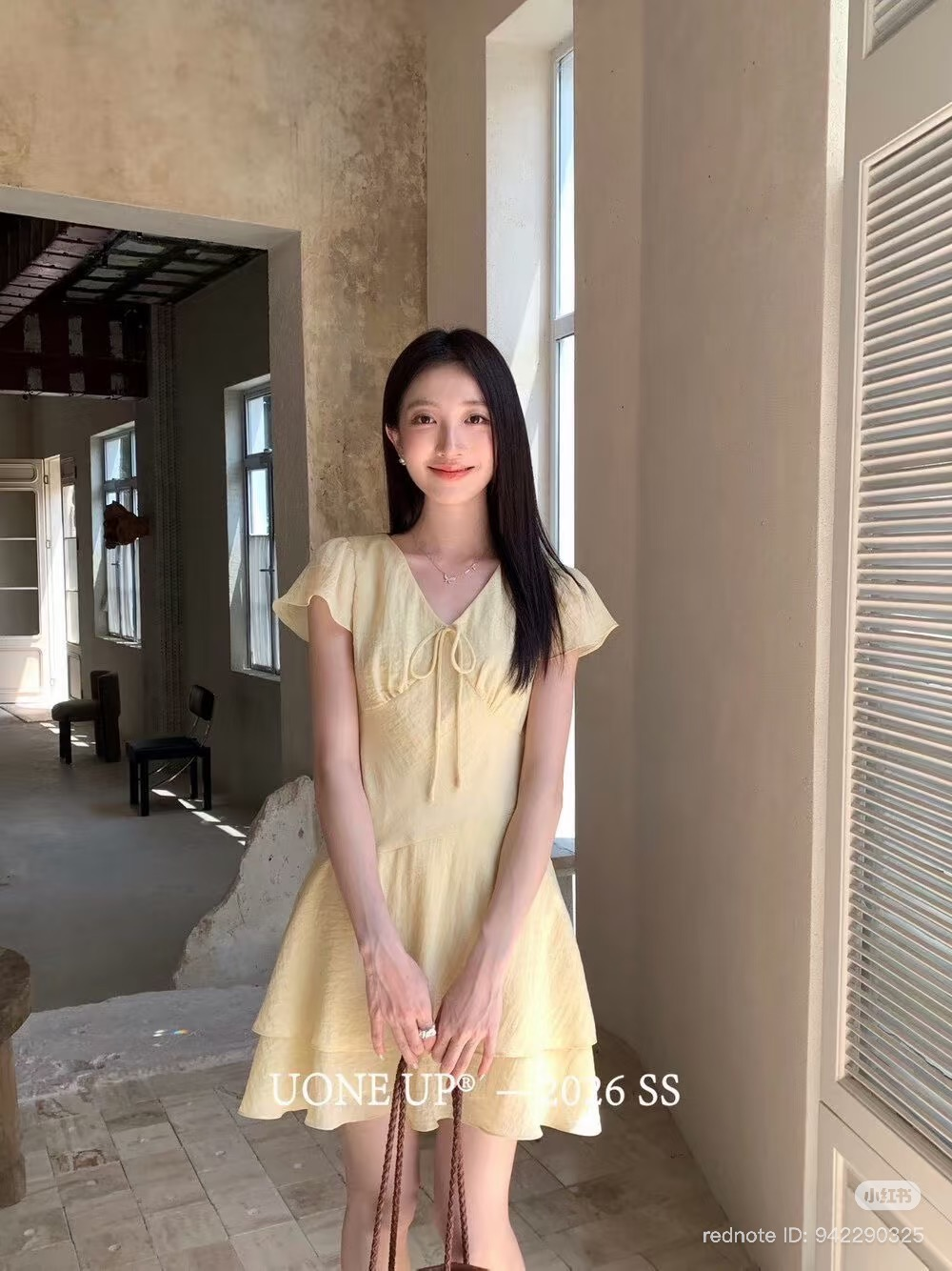 Lucas - Váy cổ tim cộc tay chéo ngực buộc nơ chân váy may xéo 2 tầng_thumbnail_1