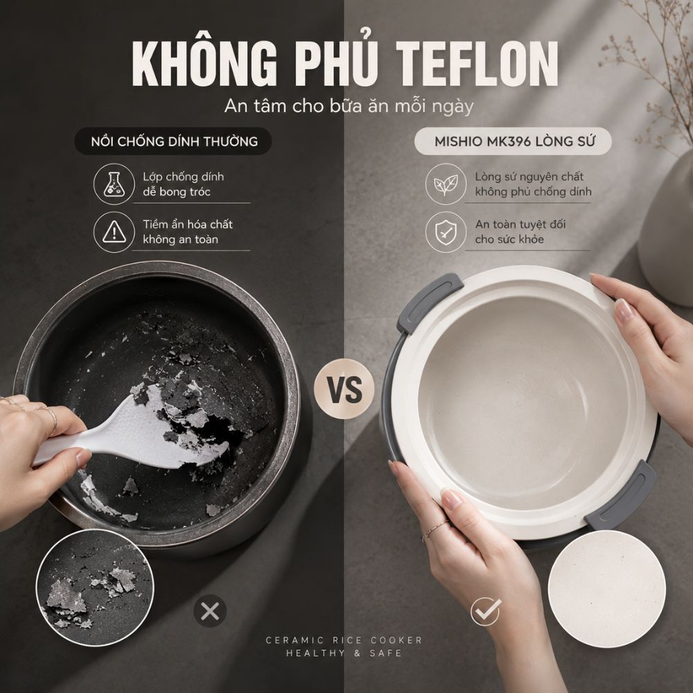 Nồi Cơm Điện Áp Suất Lòng Sứ Dưỡng Sinh Mishio MK396 dung tích 0.8L cho 1-2 người – Bí Quyết Cho Cơm Gạo Lứt_thumbnail_1