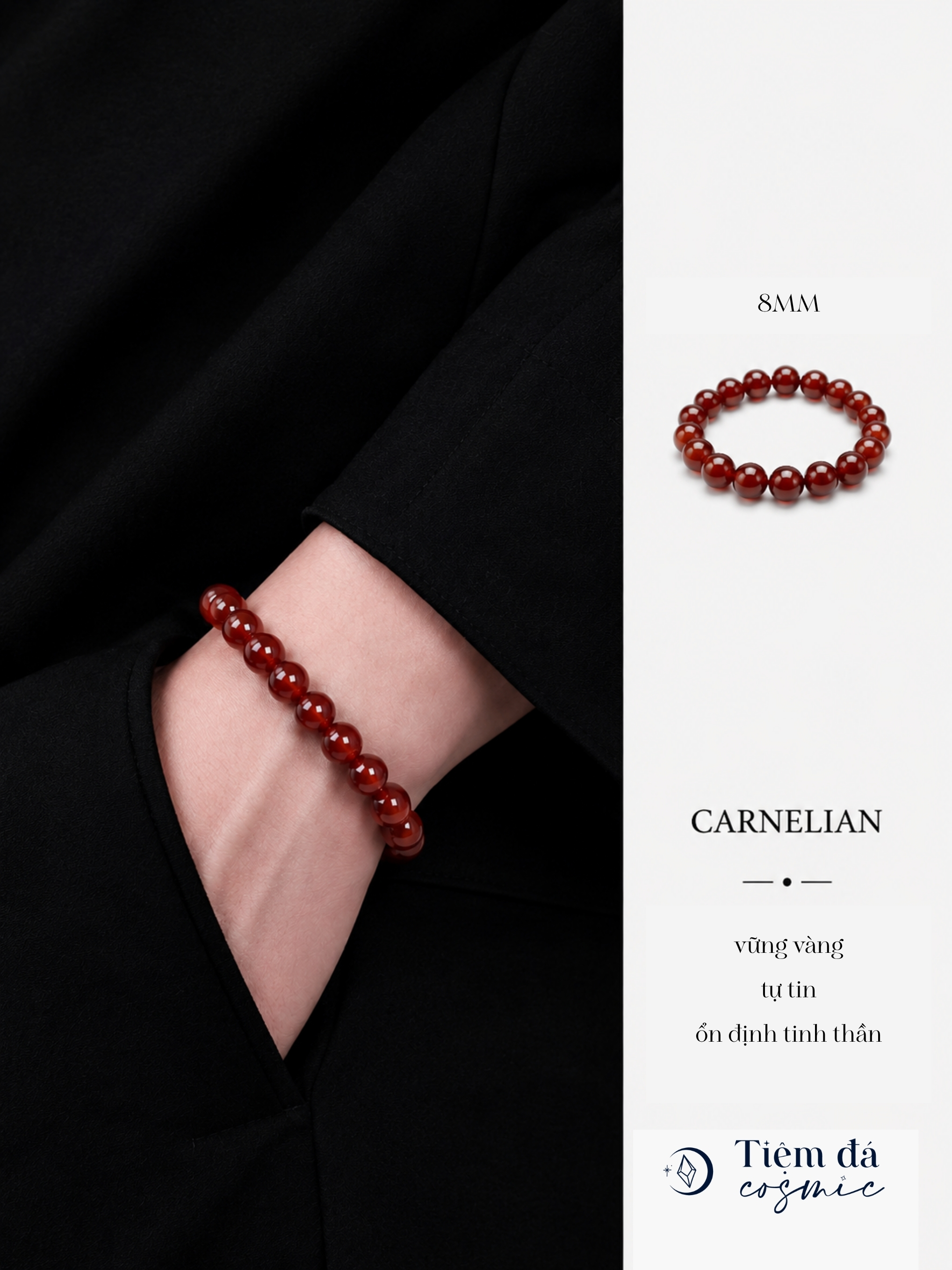 Vòng Đá Carnelian - Chalcedony Đỏ