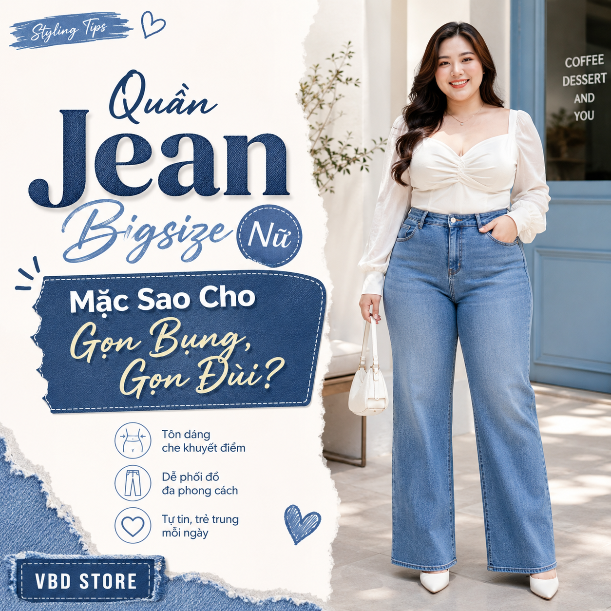 Quần jean bigsize nữ: mặc sao cho gọn bụng, gọn đùi