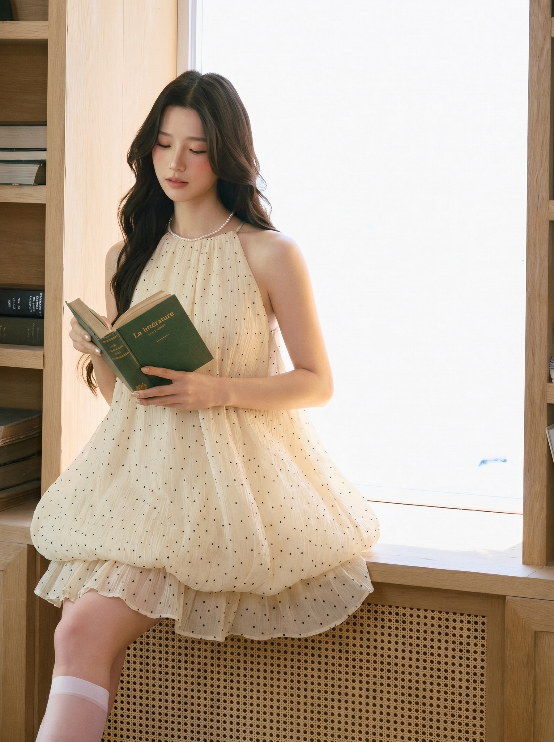 Lucas - Set áo yếm voan chấm bi dáng bom + chân váy dáng ngắn