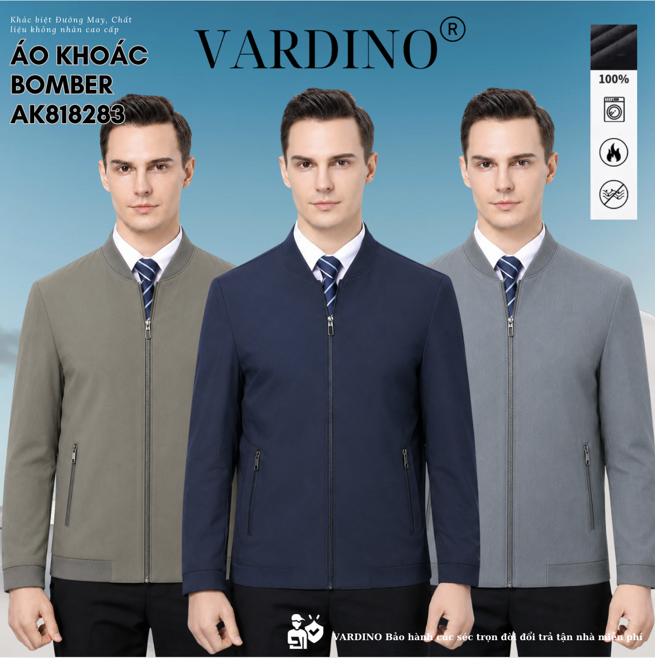 Áo khoác nam bomber Vardino AK81-AK82-AK83